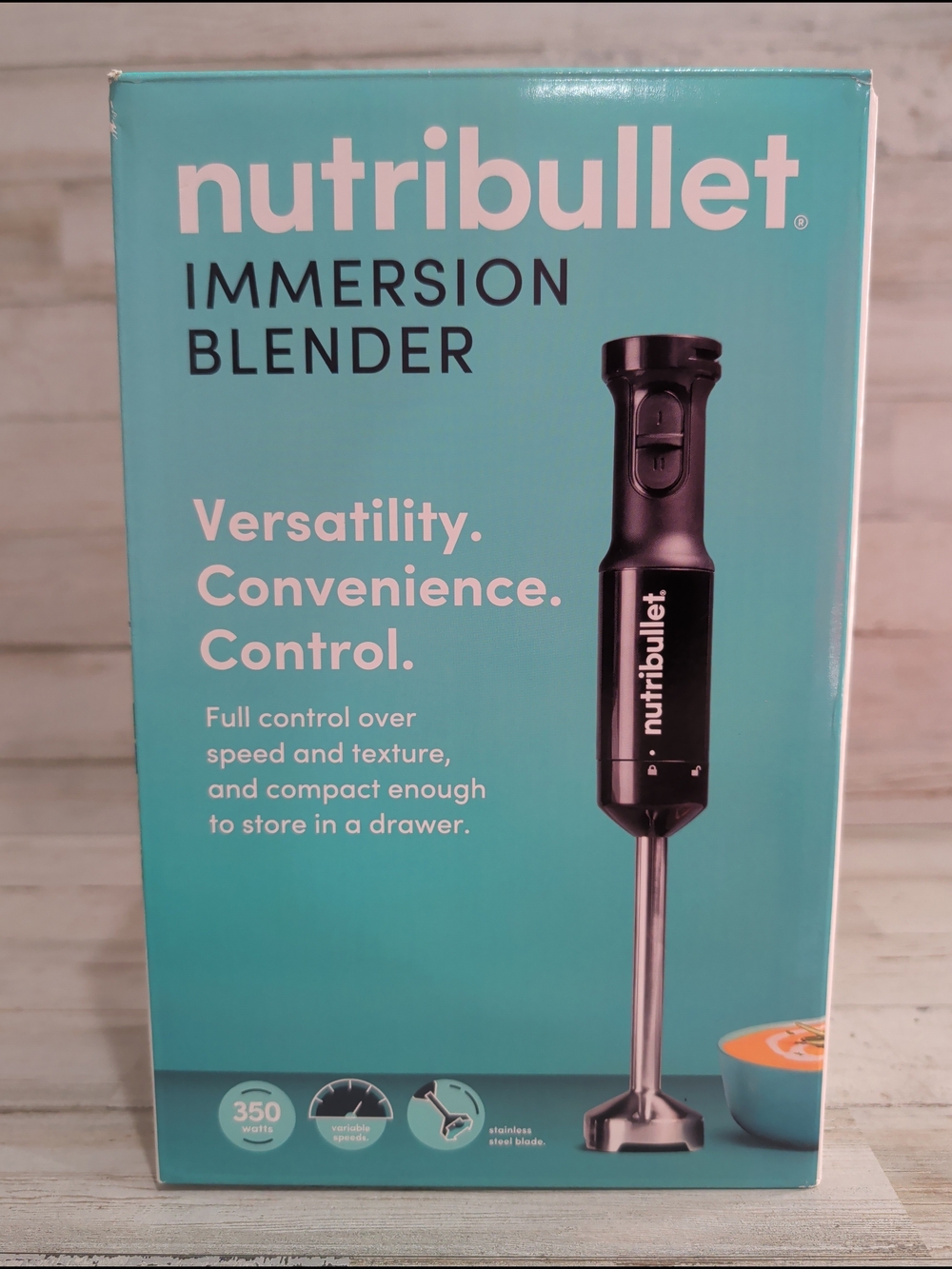 NEW - Nutribullet Immersion Blender 350W Black Stainless Steel Variable Speed